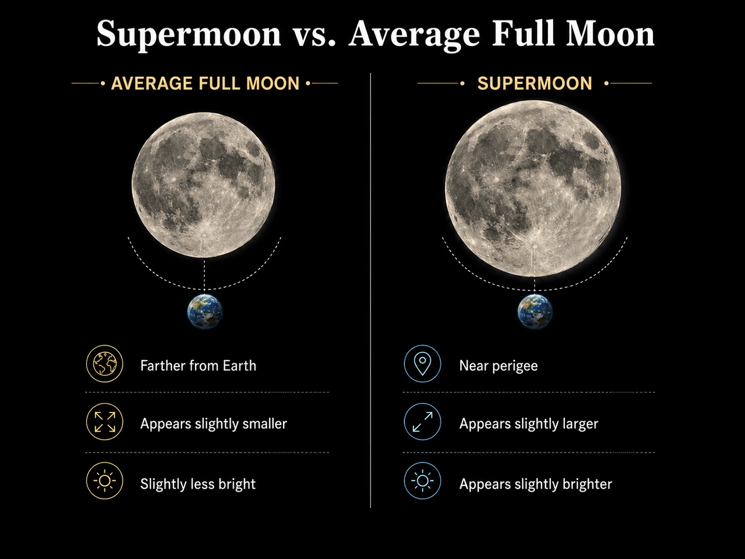 Beaver Moon 2026 supermoon compared with an average full moon.